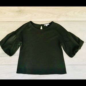 Green Envelope Blouse Puffy Bell Sleeves
